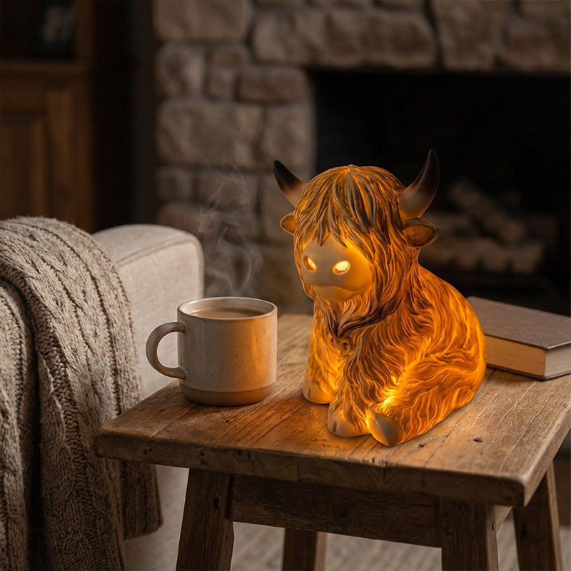 💎 50% RABATT! 💎 Hochlandrinder-Lampe – Handgefertigtes Nachtlicht mit Warmton & Rustikalem Highland-Charme (10 cm / 20 cm) 🐮🕯️
