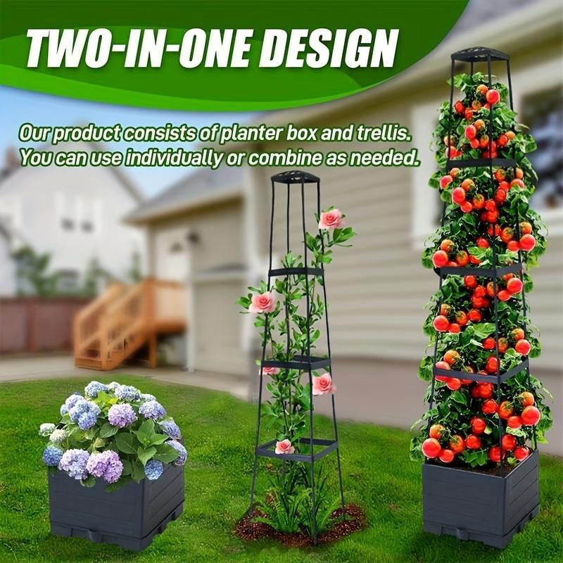🌱 Gartenhochbeet Pflanzkästen mit Rankgitter｜Perfekt für Kletterpflanzen und Gemüseanbau