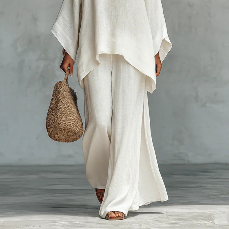 Damen-Set aus locker sitzendem Langarmshirt und weit geschnittener Hose