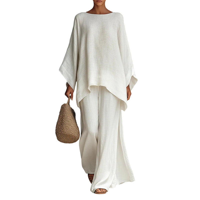 Damen-Set aus locker sitzendem Langarmshirt und weit geschnittener Hose