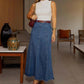 👗Damen-Maxirock aus Denim – Hohe Taille & A-Linien-Schnitt