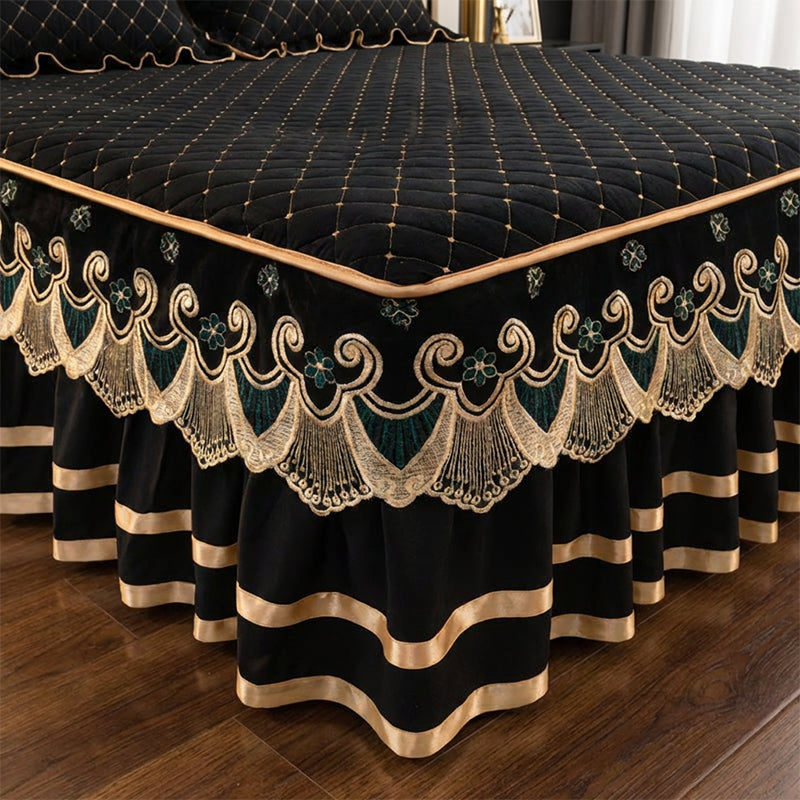 ✨Gerüschter Bettlakens Rock💓🛏️Eleganz und Komfort in diesem Moment eingefangen