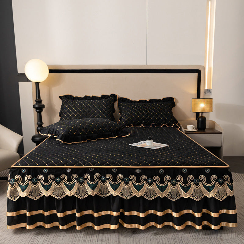✨Gerüschter Bettlakens Rock💓🛏️Eleganz und Komfort in diesem Moment eingefangen
