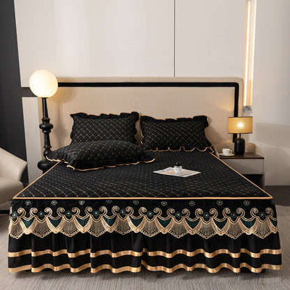 ✨Gerüschter Bettlakens Rock💓🛏️Eleganz und Komfort in diesem Moment eingefangen
