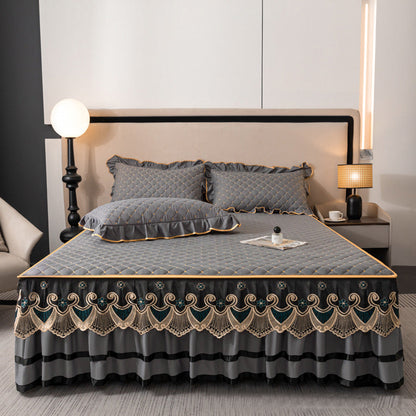 ✨Gerüschter Bettlakens Rock💓🛏️Eleganz und Komfort in diesem Moment eingefangen