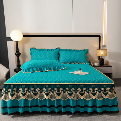 ✨Gerüschter Bettlakens Rock💓🛏️Eleganz und Komfort in diesem Moment eingefangen