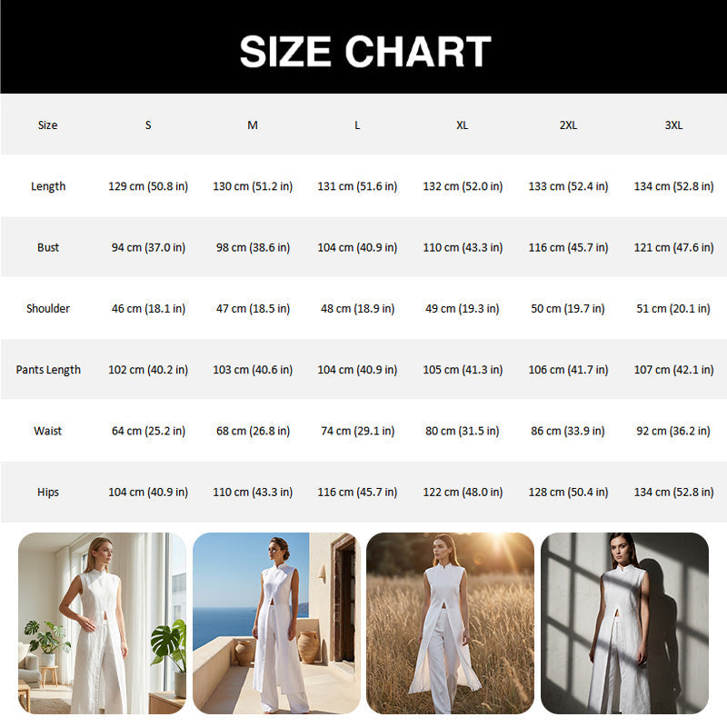 👗Damen 2-teiliges Set: Ärmelloses Oberteil + Weithose mit hohem Schlitz – atmungsaktiv & stilvoll