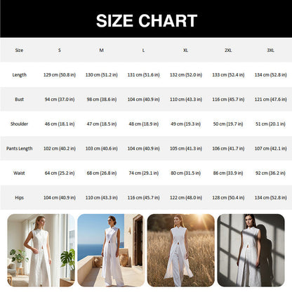 👗Damen 2-teiliges Set: Ärmelloses Oberteil + Weithose mit hohem Schlitz – atmungsaktiv & stilvoll