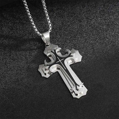 ✝️🖤Herren Kreuzkette mit Muster – Markantes Design, stilvoll & alltagstauglich