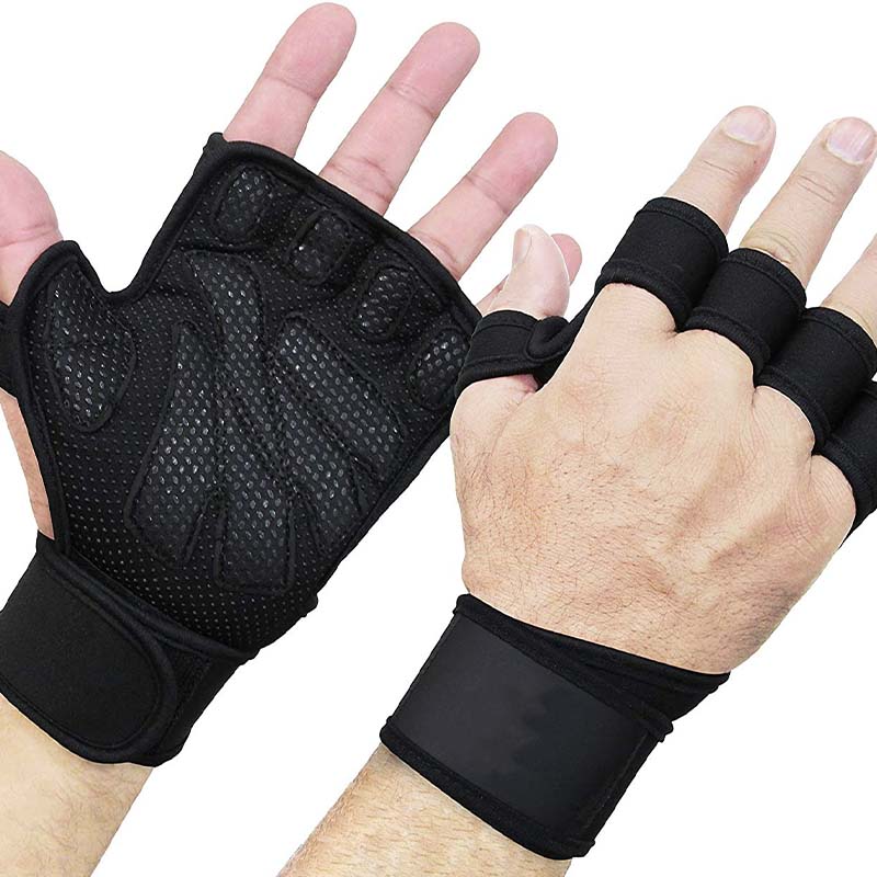 Super Grip Krafttrainingshandschuhe mit Handgelenkbandagen