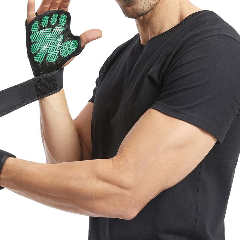Super Grip Krafttrainingshandschuhe mit Handgelenkbandagen