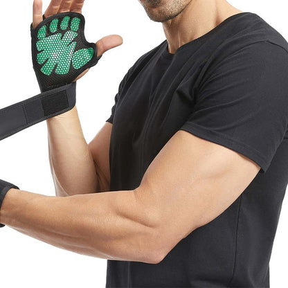 Super Grip Krafttrainingshandschuhe mit Handgelenkbandagen