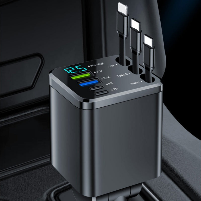 🔋 50% RABATT! 🚗 7-in-1 Einziehbares Schnell-Autoladegerät mit Spannungsanzeige – USB-C, Schnellladung & Perfekt für Den Täglichen Gebrauch 📱