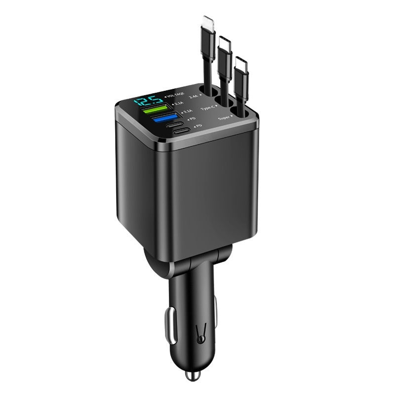 🔋 50% RABATT! 🚗 7-in-1 Einziehbares Schnell-Autoladegerät mit Spannungsanzeige – USB-C, Schnellladung & Perfekt für Den Täglichen Gebrauch 📱