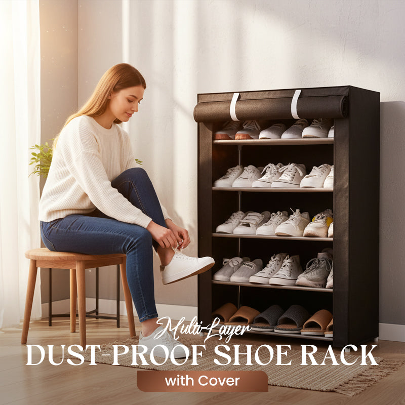 📦 LIMITIERTE ZEIT: 50% RABATT! ✨ Mehrschichtiger Staubdichter Schuhschrank – Rollbare Abdeckung, Stabil, Kompakt 🏡