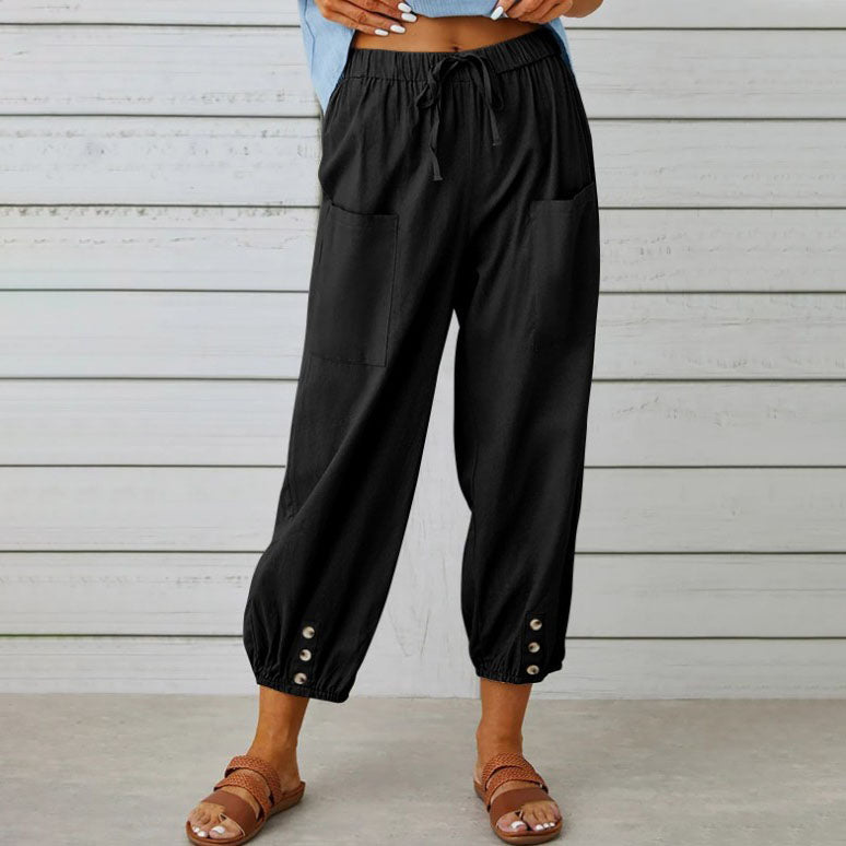 👖 Weite Gerade Damenhose aus Baumwolle & Leinen – Atmungsaktiv, Schmeichelhafte Passform & Praktische Taschen ✨