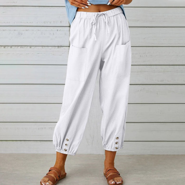 👖 Weite Gerade Damenhose aus Baumwolle & Leinen – Atmungsaktiv, Schmeichelhafte Passform & Praktische Taschen ✨