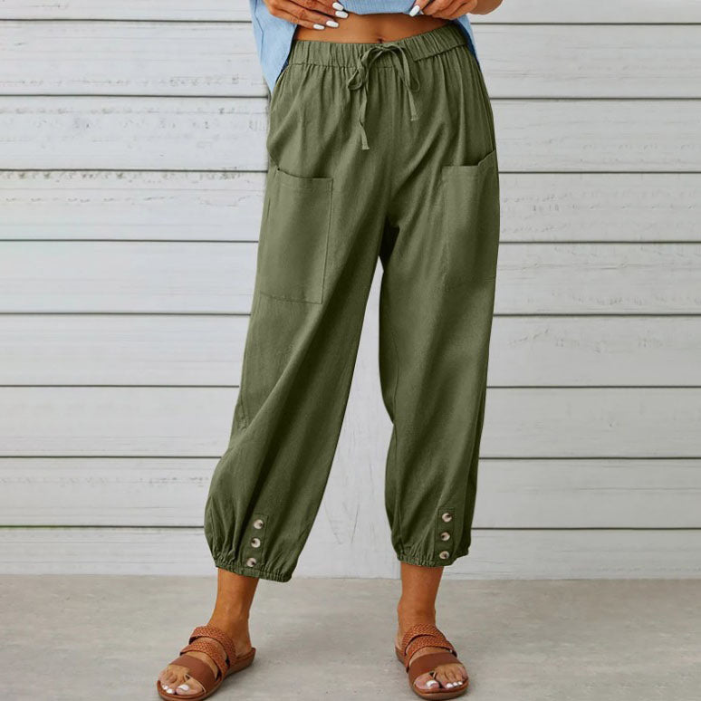 👖 Weite Gerade Damenhose aus Baumwolle & Leinen – Atmungsaktiv, Schmeichelhafte Passform & Praktische Taschen ✨