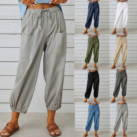 👖 Weite Gerade Damenhose aus Baumwolle & Leinen – Atmungsaktiv, Schmeichelhafte Passform & Praktische Taschen ✨
