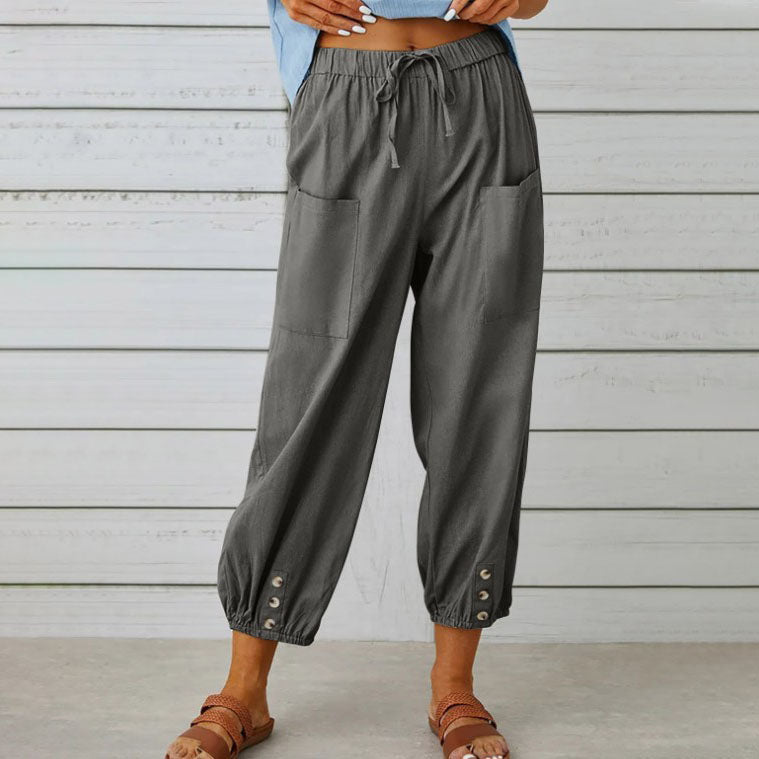 👖 Weite Gerade Damenhose aus Baumwolle & Leinen – Atmungsaktiv, Schmeichelhafte Passform & Praktische Taschen ✨