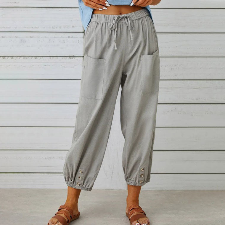 👖 Weite Gerade Damenhose aus Baumwolle & Leinen – Atmungsaktiv, Schmeichelhafte Passform & Praktische Taschen ✨