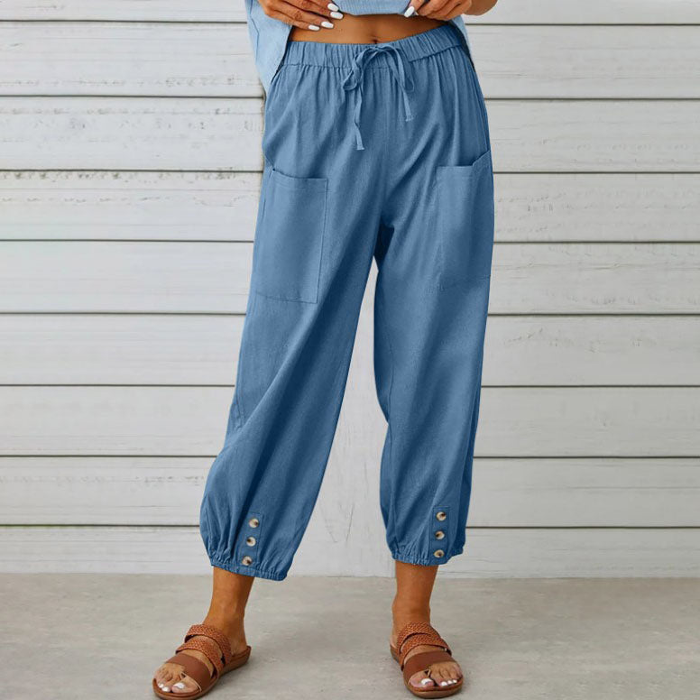 👖 Weite Gerade Damenhose aus Baumwolle & Leinen – Atmungsaktiv, Schmeichelhafte Passform & Praktische Taschen ✨