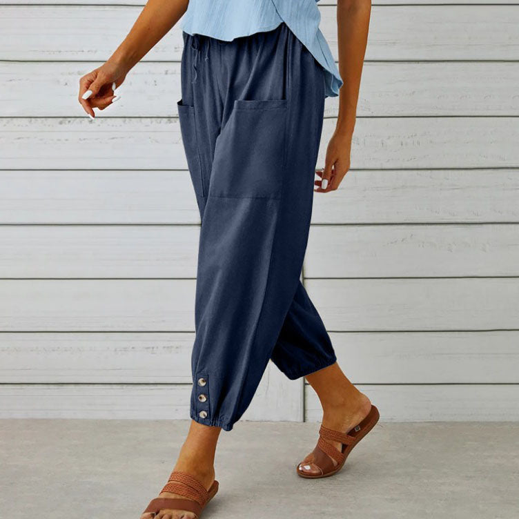 👖 Weite Gerade Damenhose aus Baumwolle & Leinen – Atmungsaktiv, Schmeichelhafte Passform & Praktische Taschen ✨