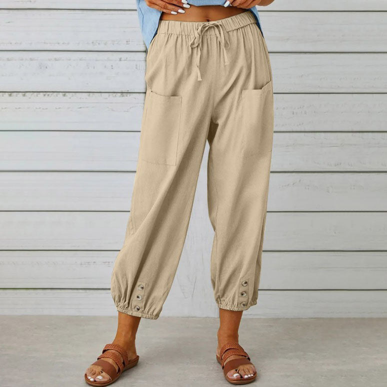 👖 Weite Gerade Damenhose aus Baumwolle & Leinen – Atmungsaktiv, Schmeichelhafte Passform & Praktische Taschen ✨