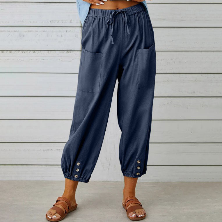 👖 Weite Gerade Damenhose aus Baumwolle & Leinen – Atmungsaktiv, Schmeichelhafte Passform & Praktische Taschen ✨