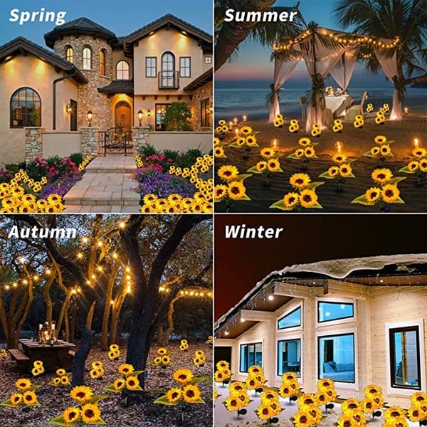🌻 ☀️ Wasserdichte Solar-Sonnenblumenlichter – Realistische Blütenblätter, IP65 Wetterfest & 8-12h Automatisches Leuchten ✨