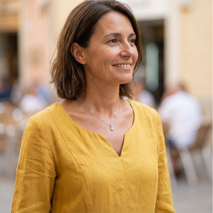 ✨💞Lässiges V-Ausschnitt Kleid aus Baumwolle und Leinen – 3/4-Ärmel, mit seitlichem Reißverschluss 👗