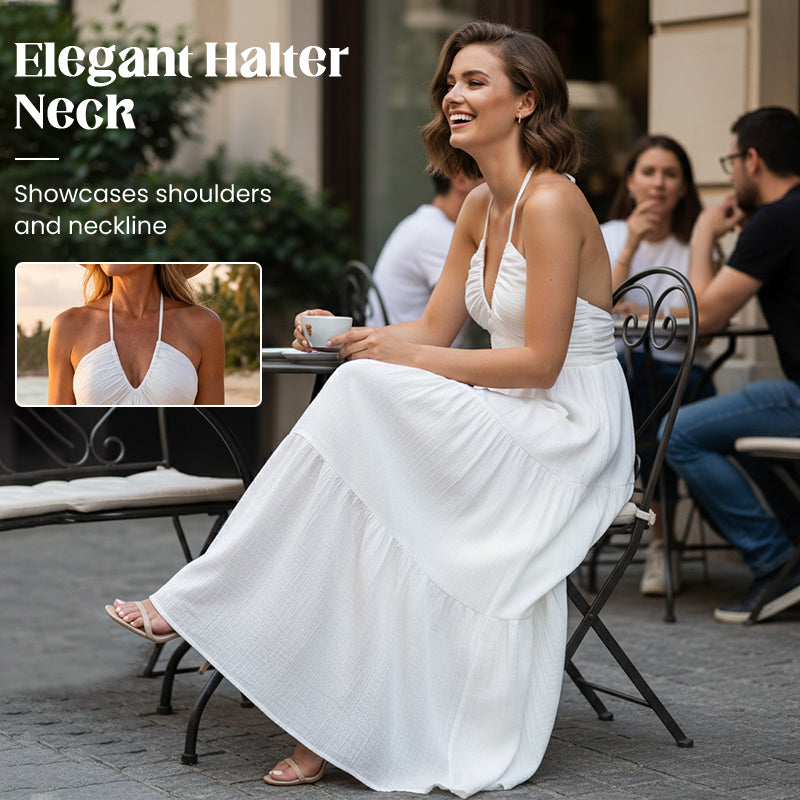 💎 50% RABATT! 💎 Halsfreies, Rückenfreies Layering-Maxikleid – Bohemian Chic, Fließend & Perfekt für Frühling und Sommer ☀️👗