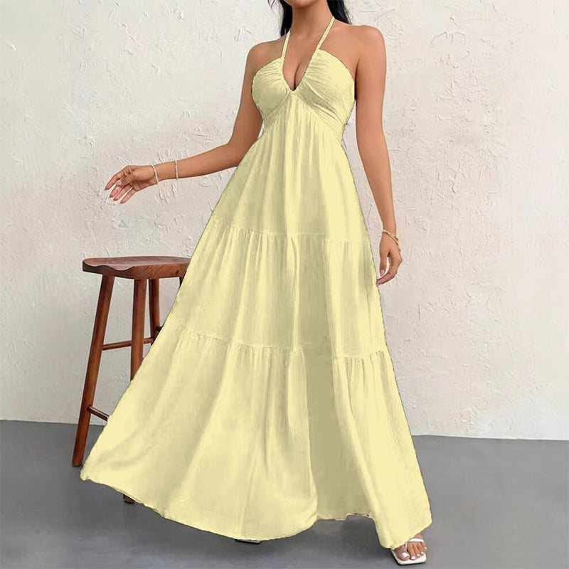 👗  Halsfreies, Rückenfreies Layering-Maxikleid – Bohemian Chic, Fließend & Perfekt für Den Frühling ☀️