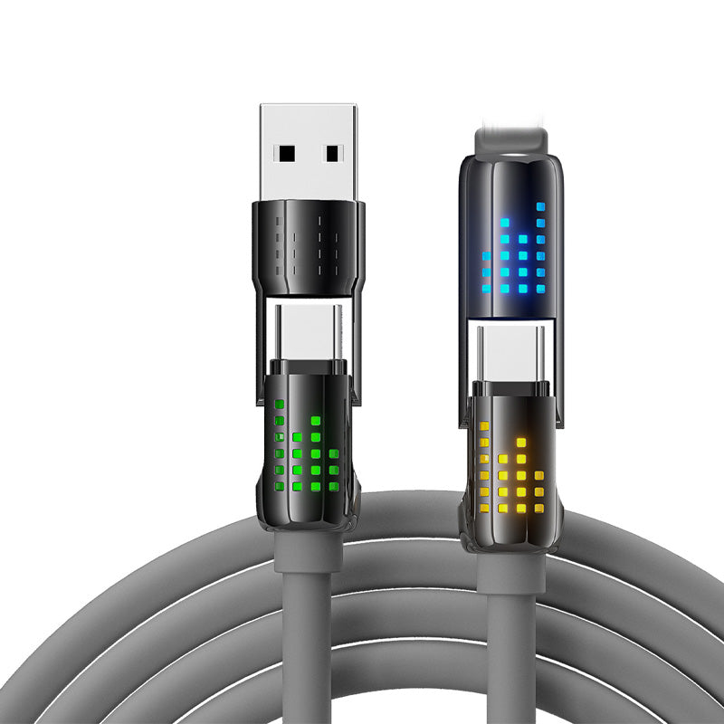 🔌💎 50% RABATT! 4-in-1-Schnellladedatenkabel mit Atemlicht – 240W, kompatibel mit iPhone & Android, Silikon + LED-Statusanzeige ⚡✨