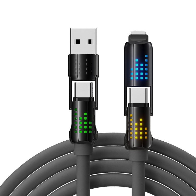 🔌💎 50% RABATT! 4-in-1-Schnellladedatenkabel mit Atemlicht – 240W, kompatibel mit iPhone & Android, Silikon + LED-Statusanzeige ⚡✨