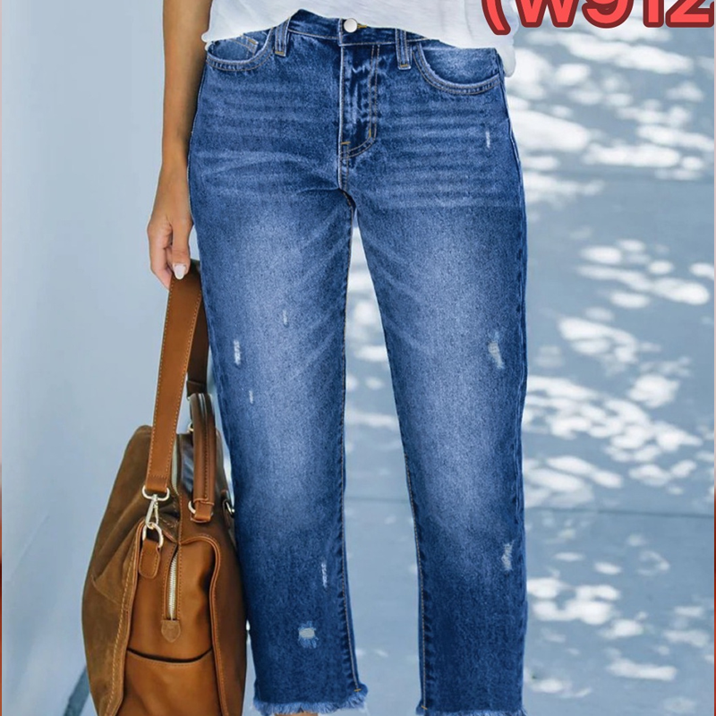 Damen-Retro-Cropped-Straight-Leg-Jeans