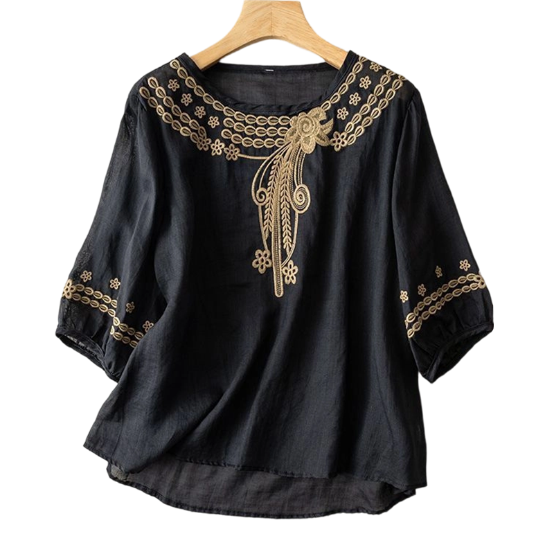 🔥👚 50% RABATT! Bestickte Bluse aus Baumwoll-Leinen-Mischung – natürliches Material, feminines Design, ideal für Alltag & Reise. 🌿💨