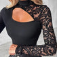 📢📢 58% Großer Ausverkauf ❗️❗️🌸  Damen Oberteil mit asymmetrischem Cut-Out & zarten Spitzenärmeln🌸