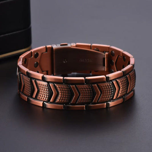 Herren-Kupferarmband, 3× Stärke, aus 99,99 % reinem Kupfer, magnetisch, verstellbare Länge