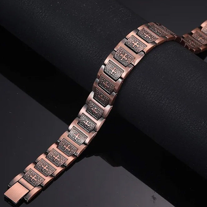 Herren-Kupferarmband, 3× Stärke, aus 99,99 % reinem Kupfer, magnetisch, verstellbare Länge