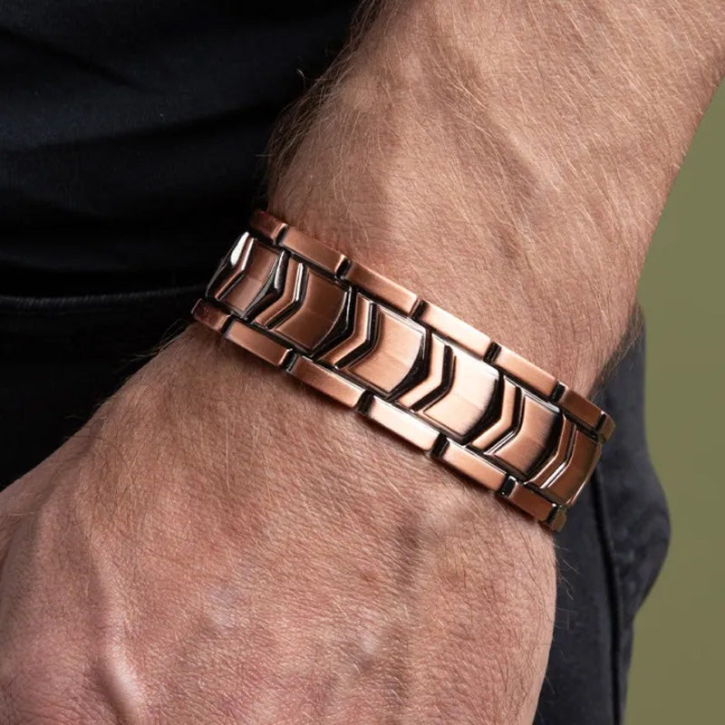 Herren-Kupferarmband, 3× Stärke, aus 99,99 % reinem Kupfer, magnetisch, verstellbare Länge