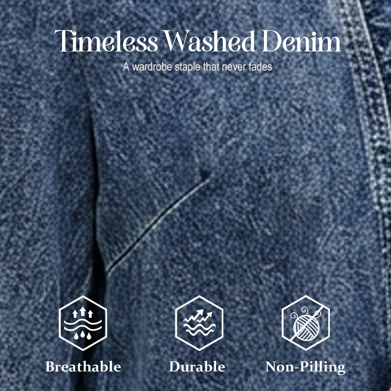 💙✨ Damen-Jeansjacke – Rüschenbesatz, Offenes Vorderteil, Leicht, Vielseitig ✨