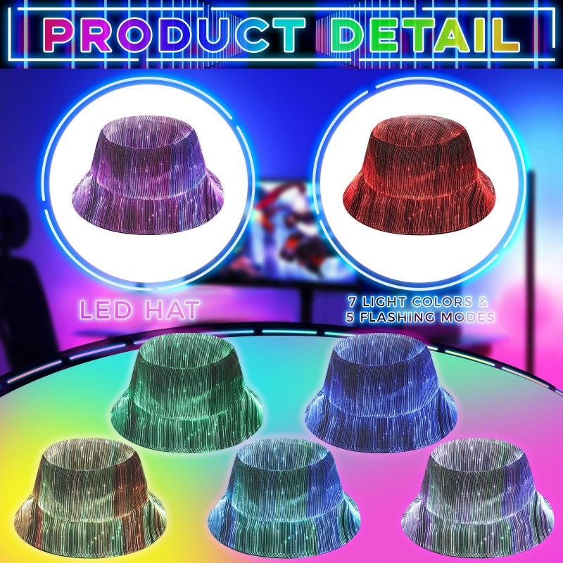 💎 Leuchtender Bucket Hat aus Glasfaser – Auffälliges Design, Ideal für Partys & Outdoor-Aktivitäten 🌟🎉
