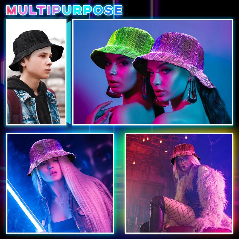 💎 Leuchtender Bucket Hat aus Glasfaser – Auffälliges Design, Ideal für Partys & Outdoor-Aktivitäten 🌟🎉