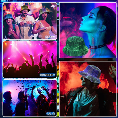 💎 Leuchtender Bucket Hat aus Glasfaser – Auffälliges Design, Ideal für Partys & Outdoor-Aktivitäten 🌟🎉