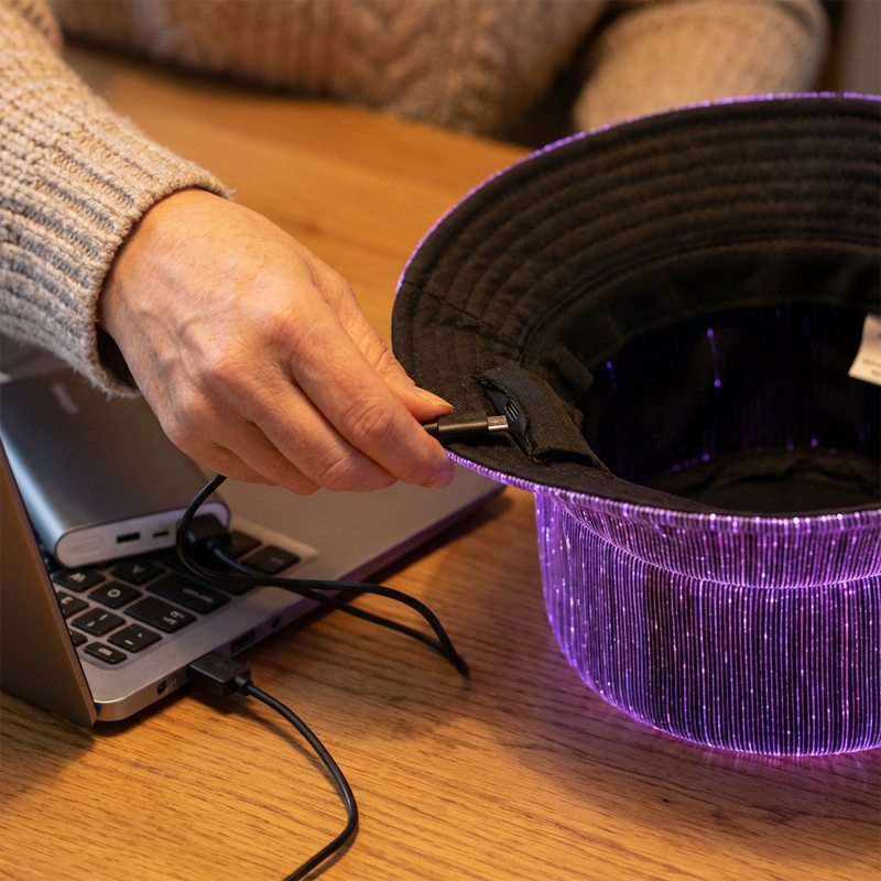 💎 Leuchtender Bucket Hat aus Glasfaser – Auffälliges Design, Ideal für Partys & Outdoor-Aktivitäten 🌟🎉