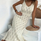 💃🎀 2026 Neu eingetroffen Elegantes Kleid mit V-Ausschnitt & Pointelle-Strickmuster ✨