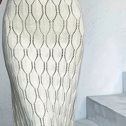 💃🎀 2026 Neu eingetroffen Elegantes Kleid mit V-Ausschnitt & Pointelle-Strickmuster ✨