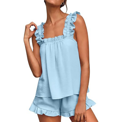 Weiches und bequemes Pyjamenset mit Rüschenbesatz