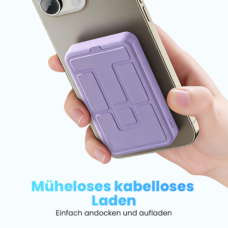 Magnetische Powerbank 5000mAh – 20W Schnellladung, kabelloses Laden & integrierter Ständer für Reise und Büro